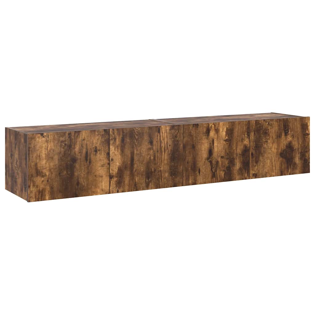 vidaXL Έπιπλα Τοίχου Τηλεόρασης LED 2 Τεμ. Καπνιστή Δρυς 80x35x31 εκ.