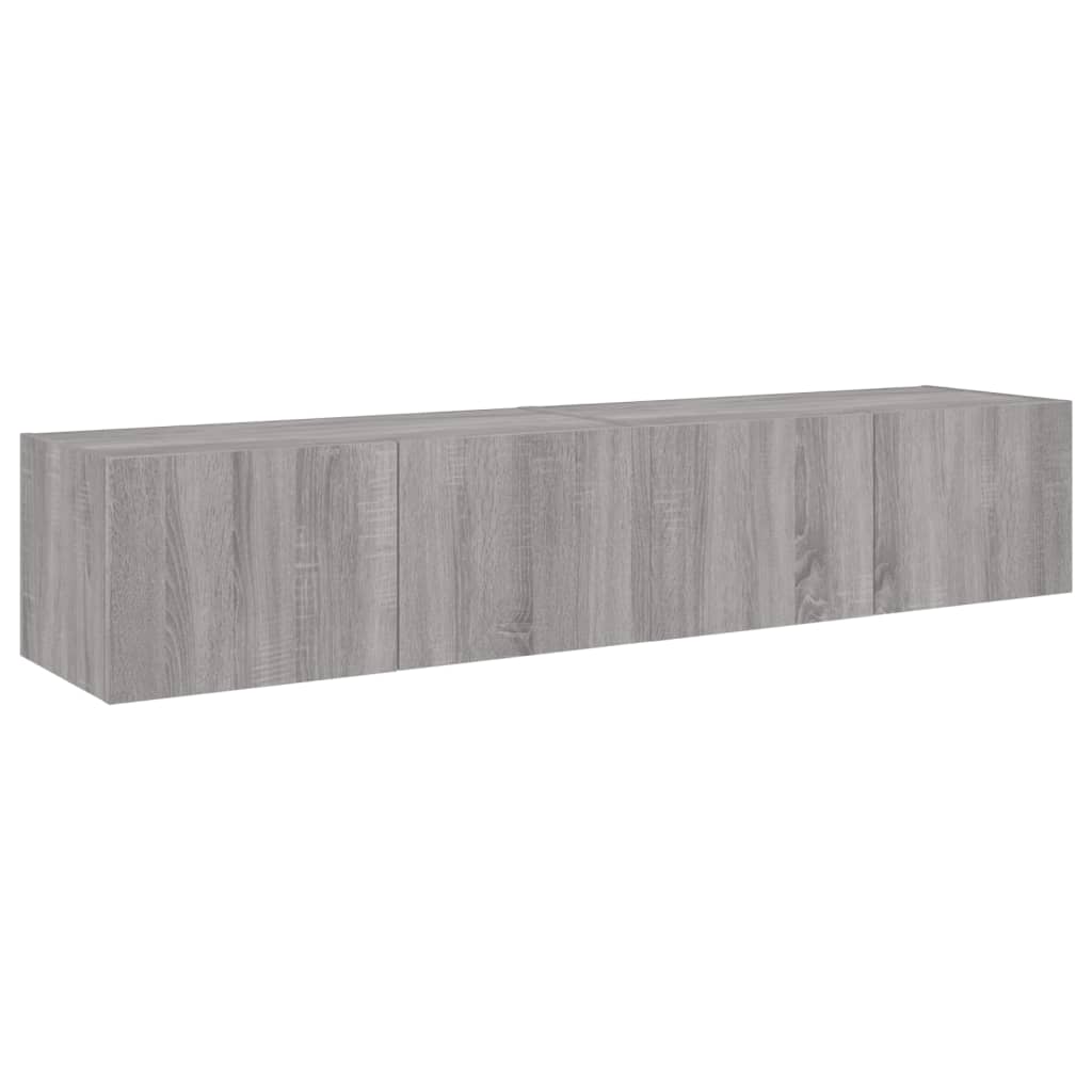 vidaXL Έπιπλα Τοίχου Τηλ. με LED 2 Τεμ. Γκρι Sonoma 80x35x31 εκ.