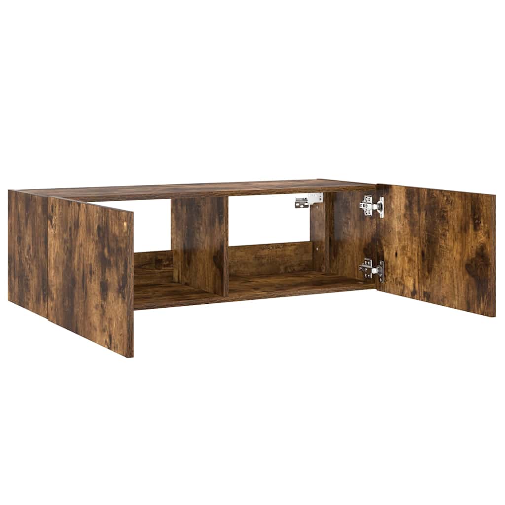 vidaXL Έπιπλο Τοίχου Τηλεόρασης με LED Καπνιστή Δρυς 100x35x31 εκ.