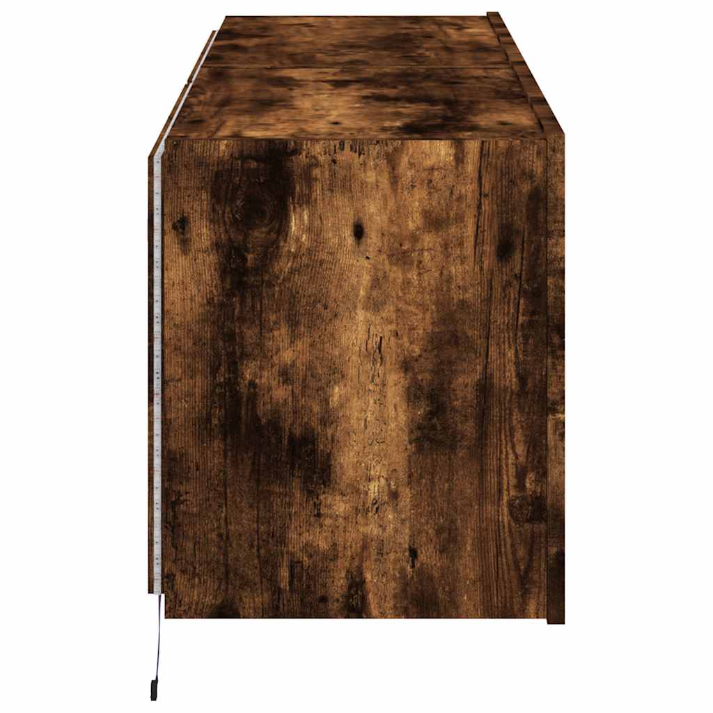 vidaXL Έπιπλα Τοίχου Τηλεόρασης LED 2 Τεμ. Καπνιστή Δρυς 60x35x41 εκ.