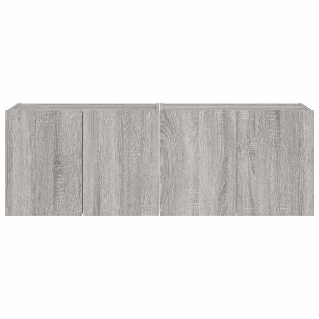 vidaXL Έπιπλα Τοίχου Τηλ. με LED 2 Τεμ. Γκρι Sonoma 60x35x41 εκ.