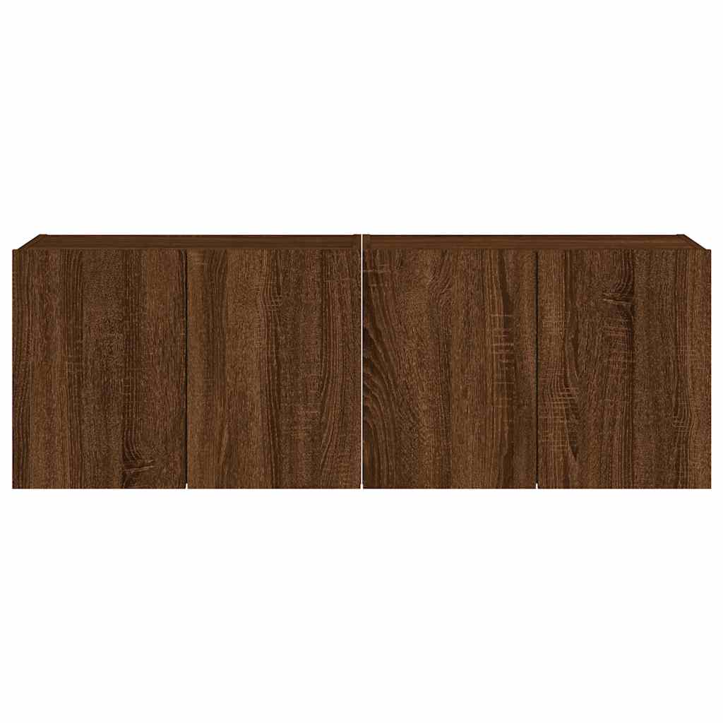 vidaXL Έπιπλα Τοίχου Τηλεόρασης LED 2 Τεμ. Καφέ Δρυς 60x35x41 εκ.