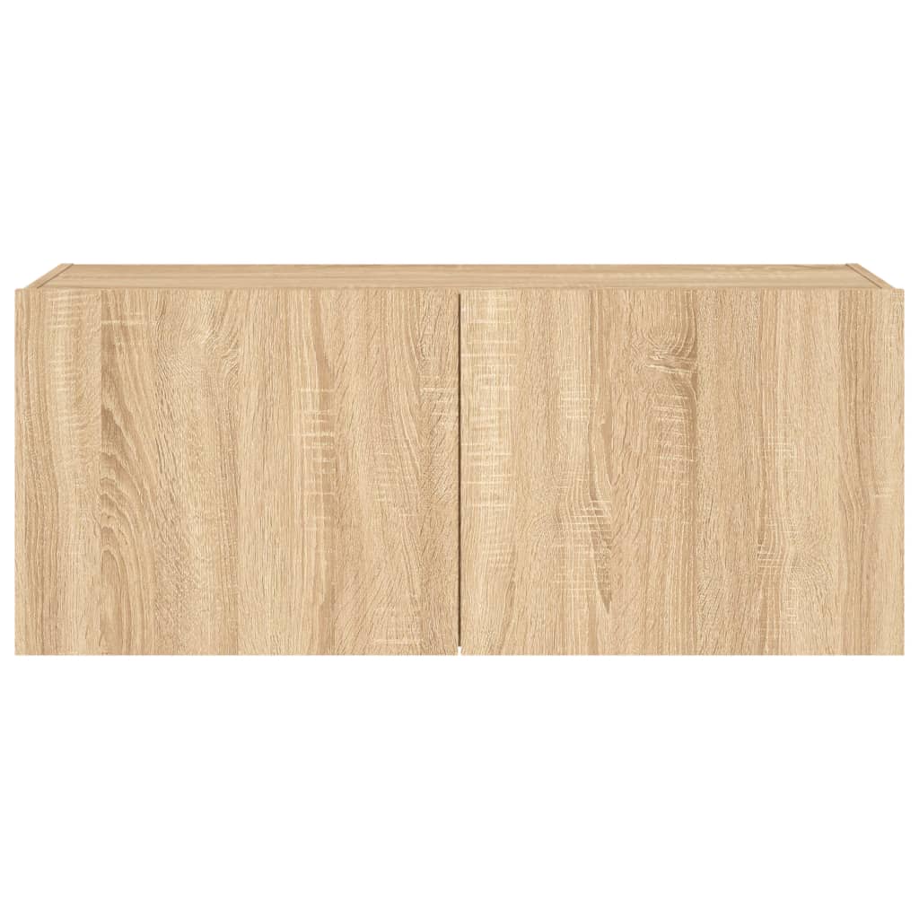 vidaXL Έπιπλο Τοίχου Τηλεόρασης με LED Sonoma Δρυς 100x35x41 εκ.