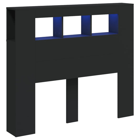 vidaXL Κεφαλάρι Κρεβατιού με LED Μαύρο 120x18,5x103,5 εκ Επεξεργ. Ξύλο