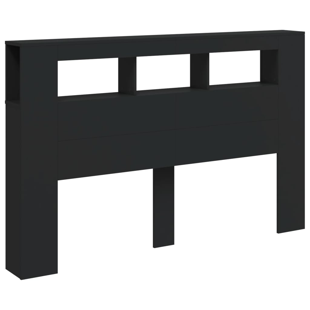 vidaXL Κεφαλάρι Κρεβατιού με LED Μαύρο 160x18,5x103,5 εκ Επεξεργ. Ξύλο