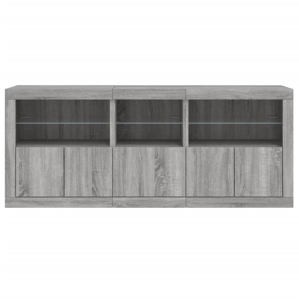 vidaXL Μπουφές με LED Γκρι Sonoma 162x37x67 εκ.
