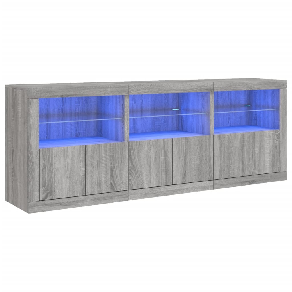 vidaXL Μπουφές με LED Γκρι Sonoma 181,5x37x67 εκ.