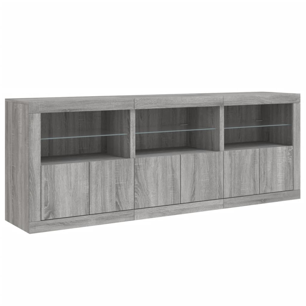 vidaXL Μπουφές με LED Γκρι Sonoma 181,5x37x67 εκ.