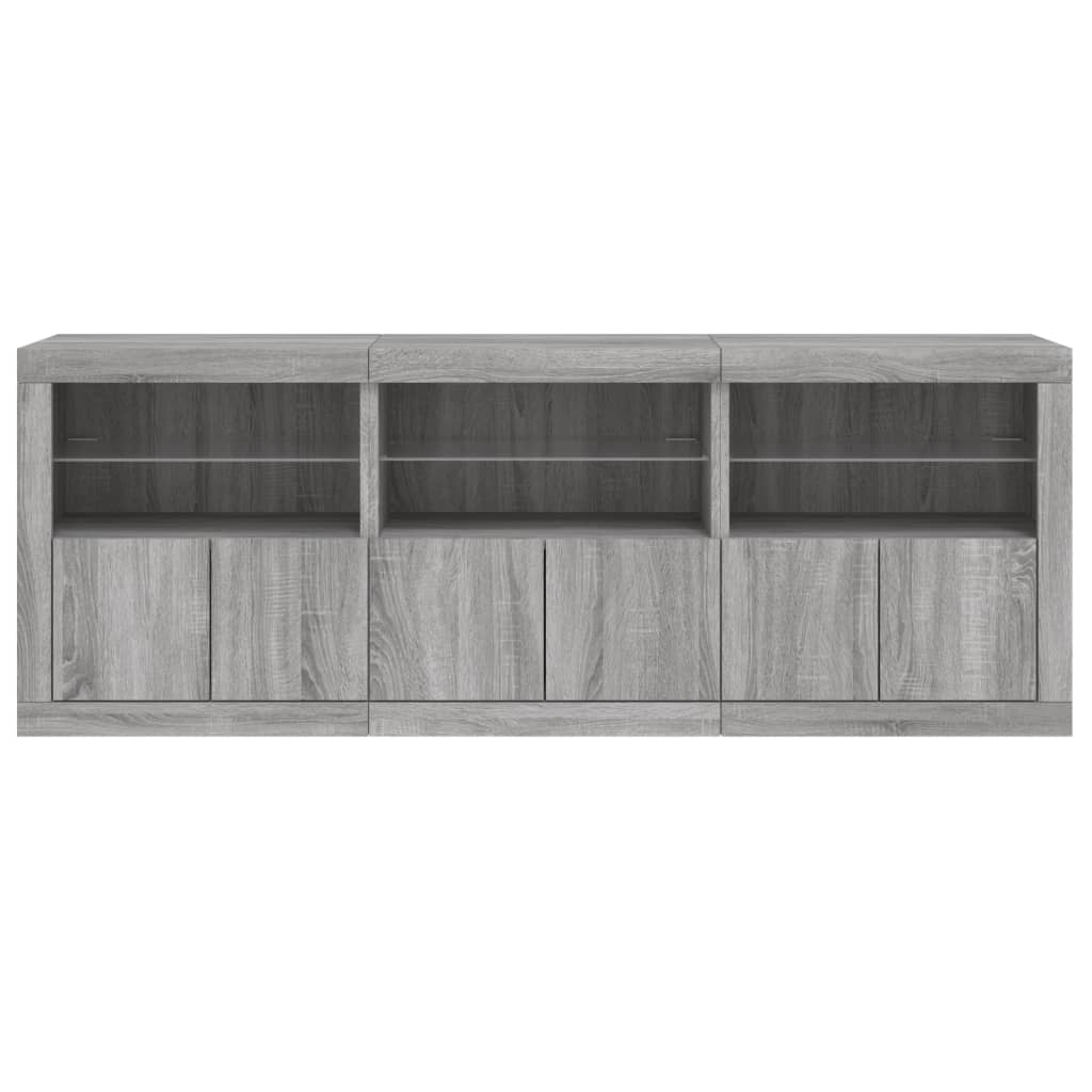 vidaXL Μπουφές με LED Γκρι Sonoma 181,5x37x67 εκ.