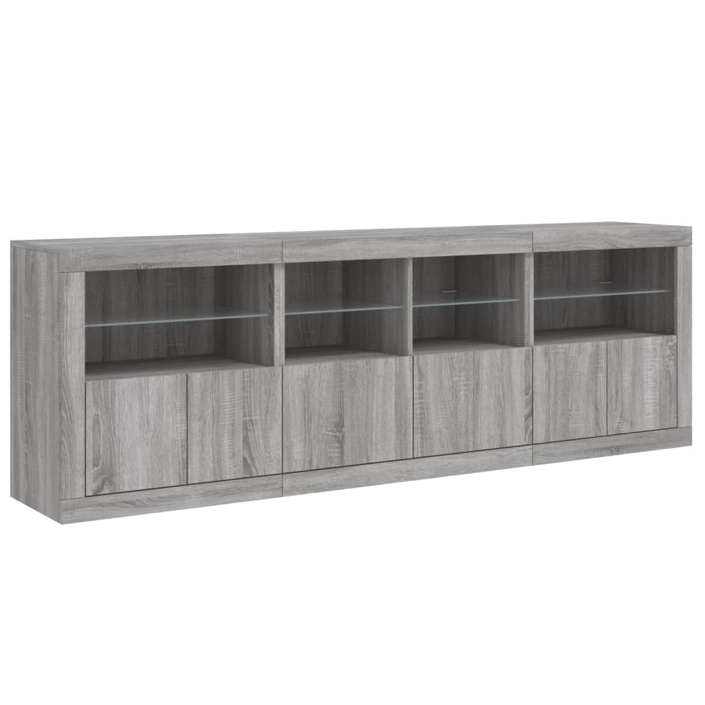 vidaXL Μπουφές με LED Γκρι Sonoma 202 x 37 x 67 εκ.