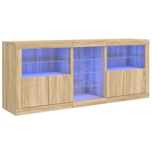 vidaXL Ντουλάπι με LED Sonoma Δρυς 162x37x67 εκ.