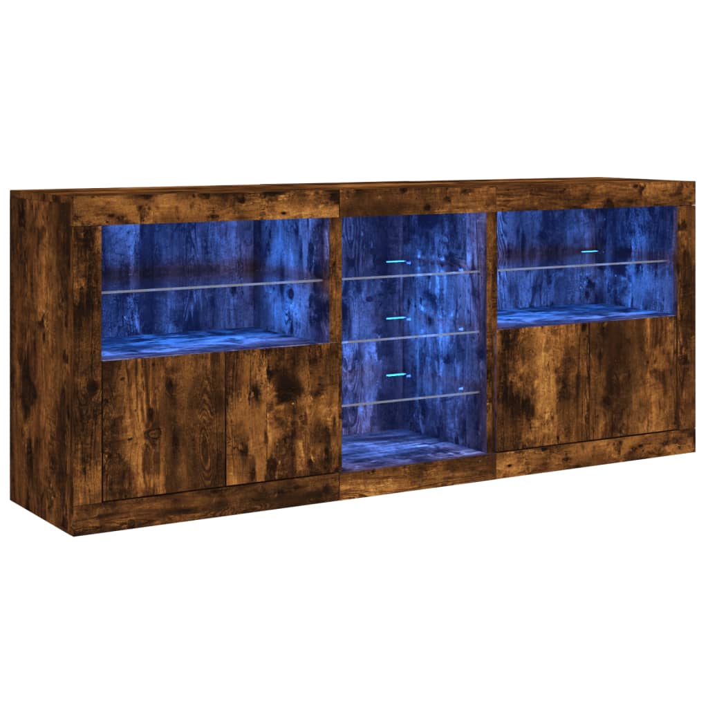 vidaXL Ντουλάπι με LED Καπνιστή Δρυς 162x37x67 εκ.
