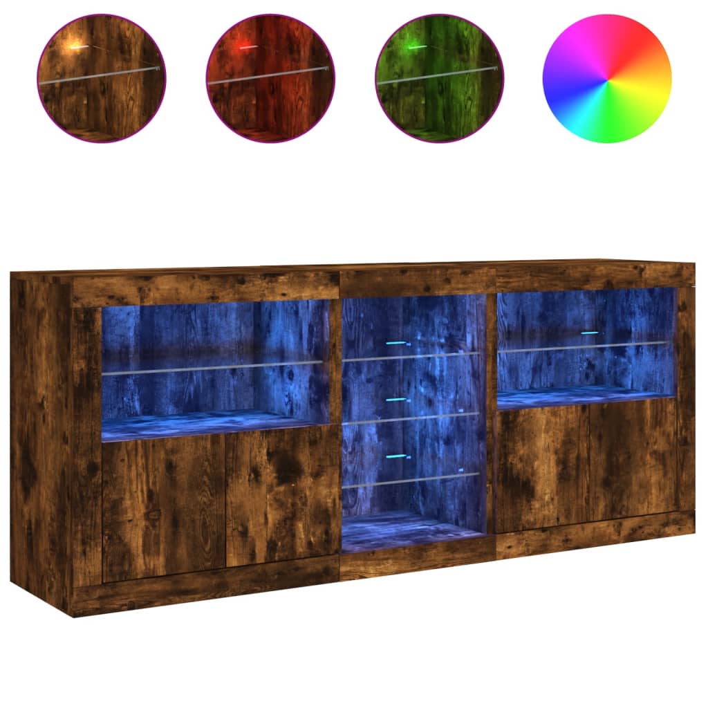 vidaXL Ντουλάπι με LED Καπνιστή Δρυς 162x37x67 εκ.