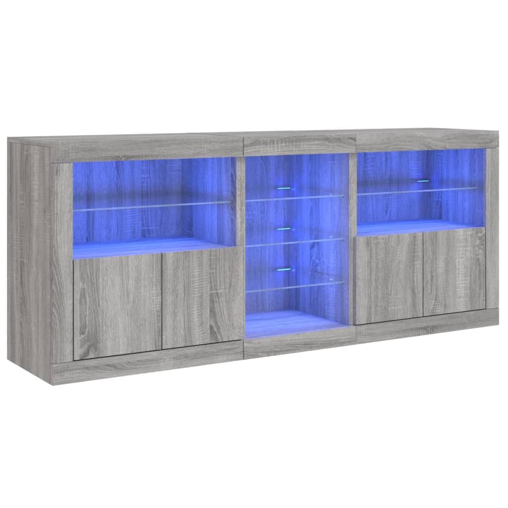 vidaXL Μπουφές με LED Γκρι Sonoma 162x37x67 εκ.