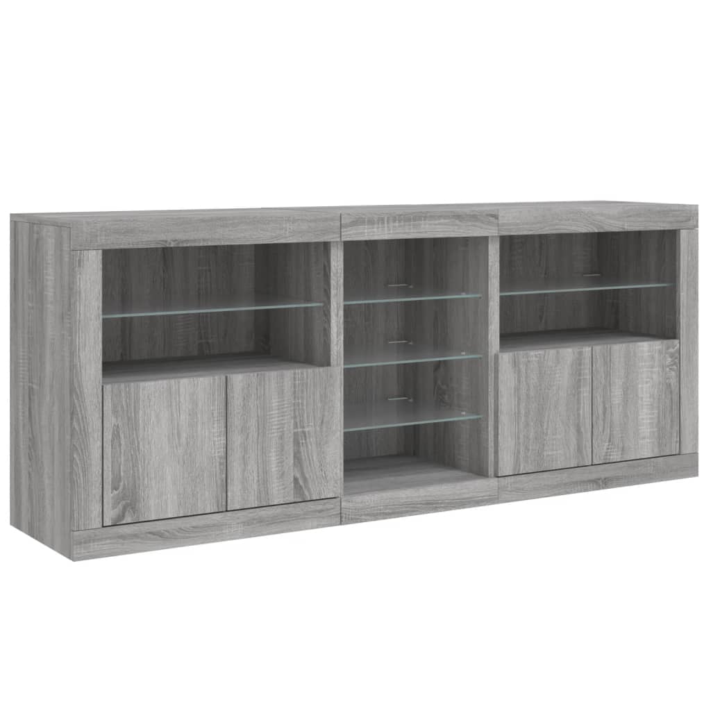 vidaXL Μπουφές με LED Γκρι Sonoma 162x37x67 εκ.