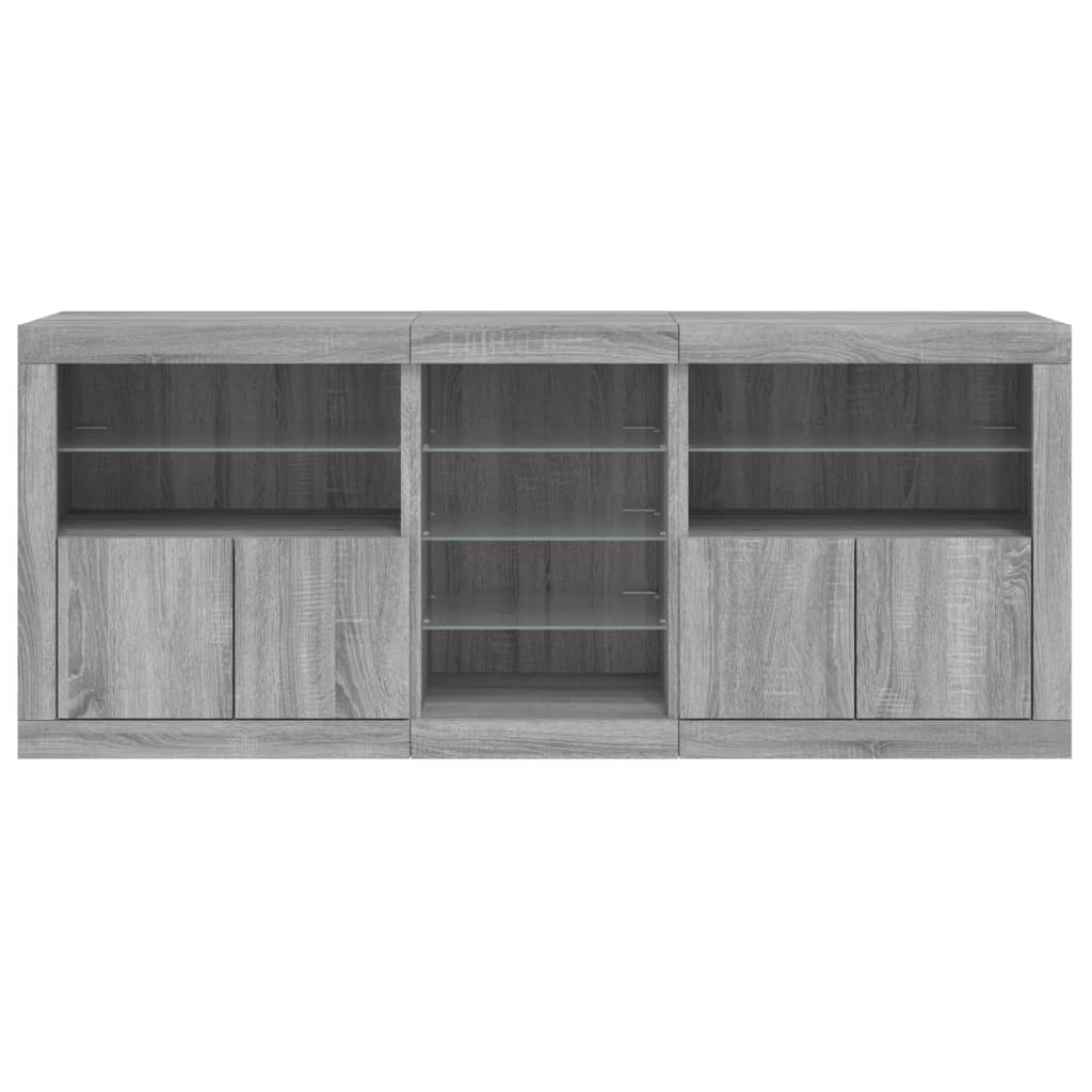 vidaXL Μπουφές με LED Γκρι Sonoma 162x37x67 εκ.