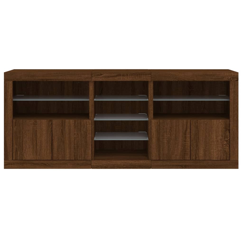 vidaXL Μπουφές με LED Καφέ Δρυς 181,5 x 37 x 67 εκ.