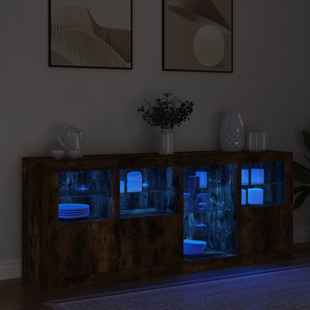 vidaXL Μπουφές με LED Καπνιστή Δρυς 164 x 37 x 67 εκ.