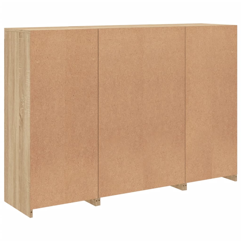 vidaXL Μπουφέδες με Φώτα LED 3 τεμ. Sonoma Δρυς από Επεξεργασμένο Ξύλο