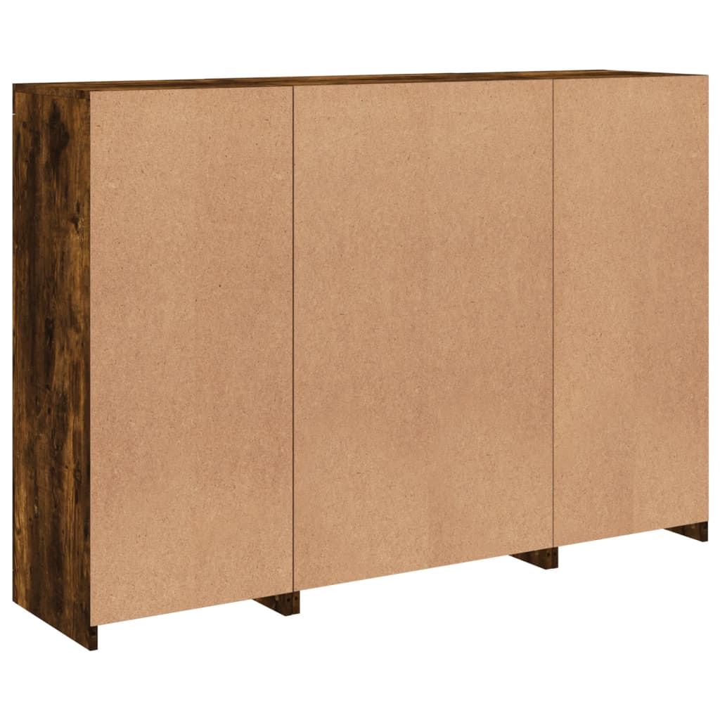 vidaXL Ντουλάπια με Φώτα LED 3 τεμ. Καπνιστή Δρυς Επεξεργασμένο Ξύλο