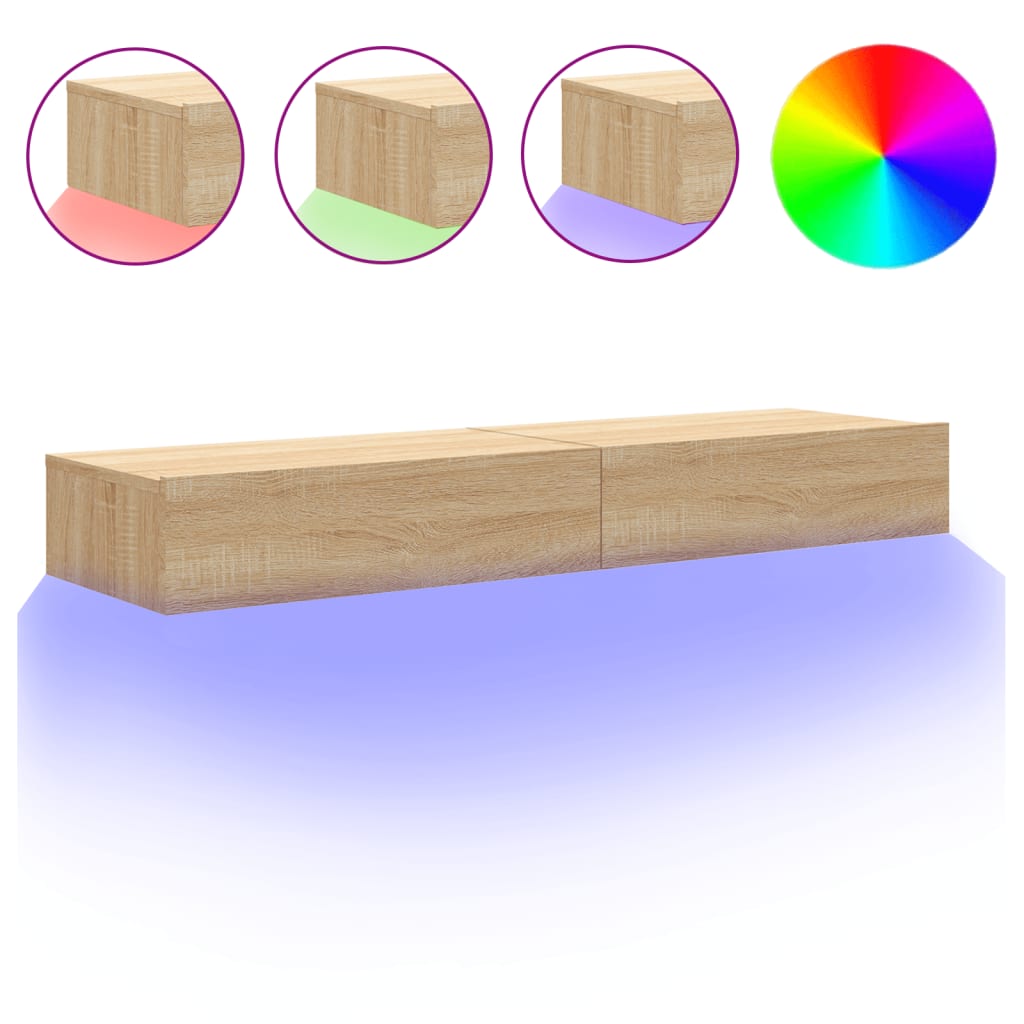 vidaXL Έπιπλα Τηλεόρασης με LED 2 τεμ. Sonoma Δρυς 60x35x15,5 εκ.