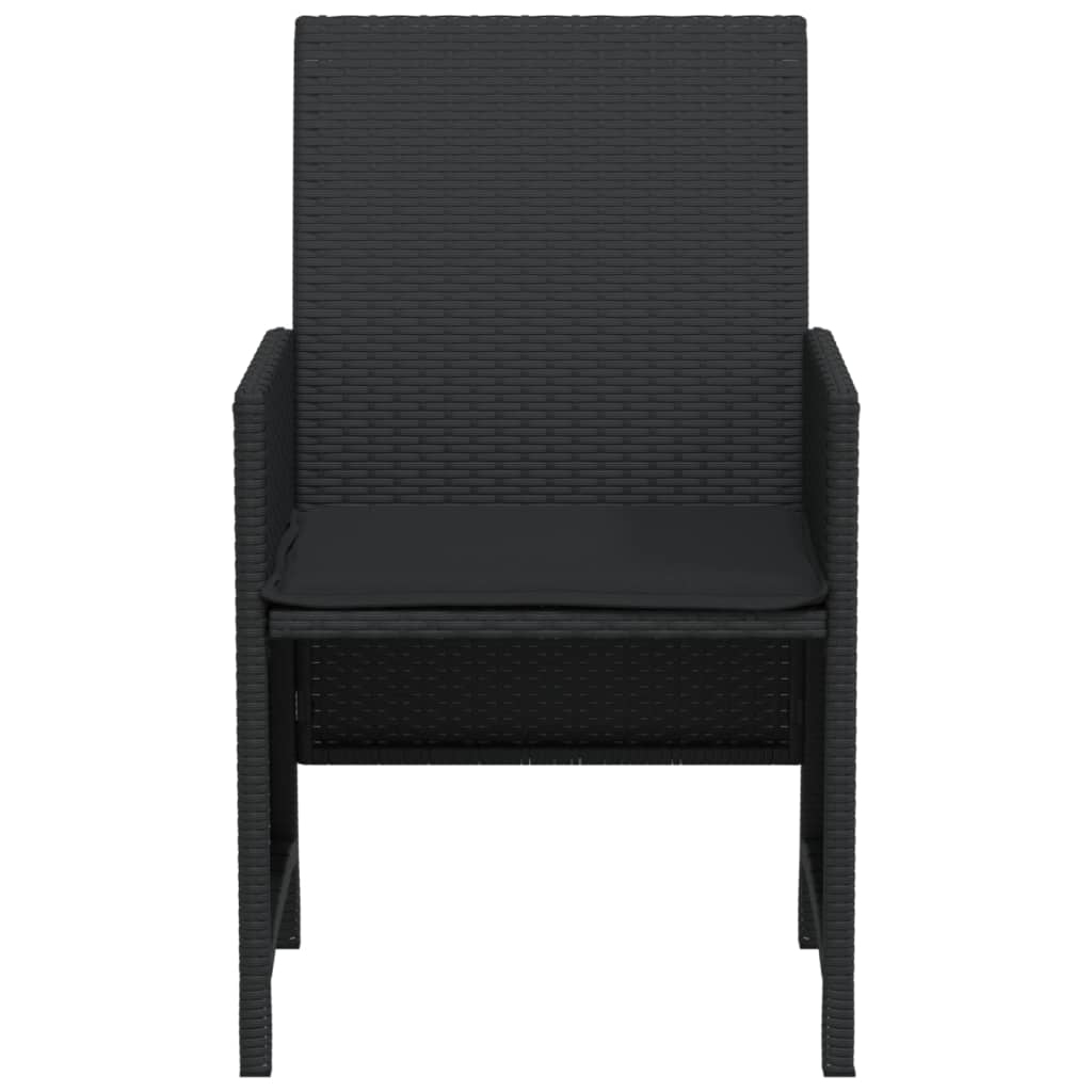 vidaXL Σετ Επίπλων Bistro 3 τεμ. Μαύρο Συνθετ. Ρατάν με Μαξιλάρια