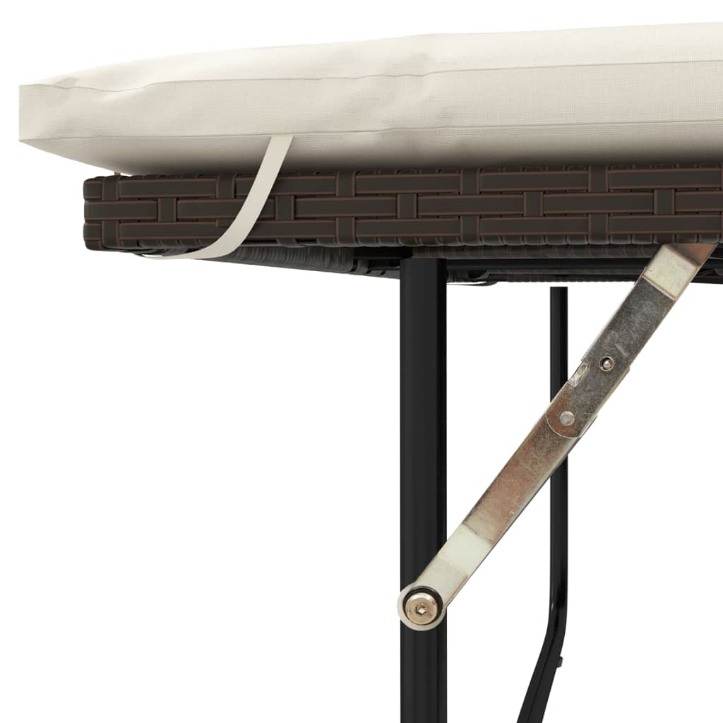 vidaXL Καναπές Κήπου Διθέσιος Καφέ από Συνθετικό Ρατάν με Μαξιλάρια