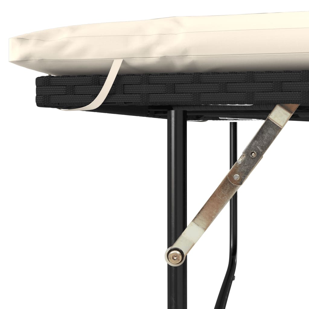 vidaXL Καναπές Κήπου Διθέσιος Μαύρο Συνθετικό Ρατάν/Ακακία + Μαξιλάρια