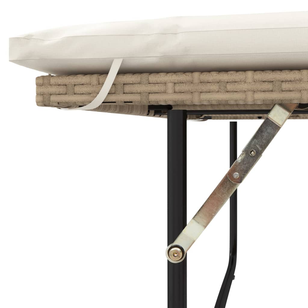 vidaXL Καναπές Κήπου Διθέσιος Μπεζ Συνθετικό Ρατάν/Ακακία + Μαξιλάρια