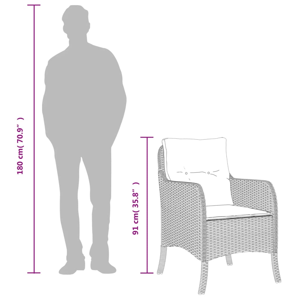 vidaXL Καρέκλες Κήπου 2 τεμ. Μπεζ από Συνθετικό Ρατάν με Μαξιλάρια