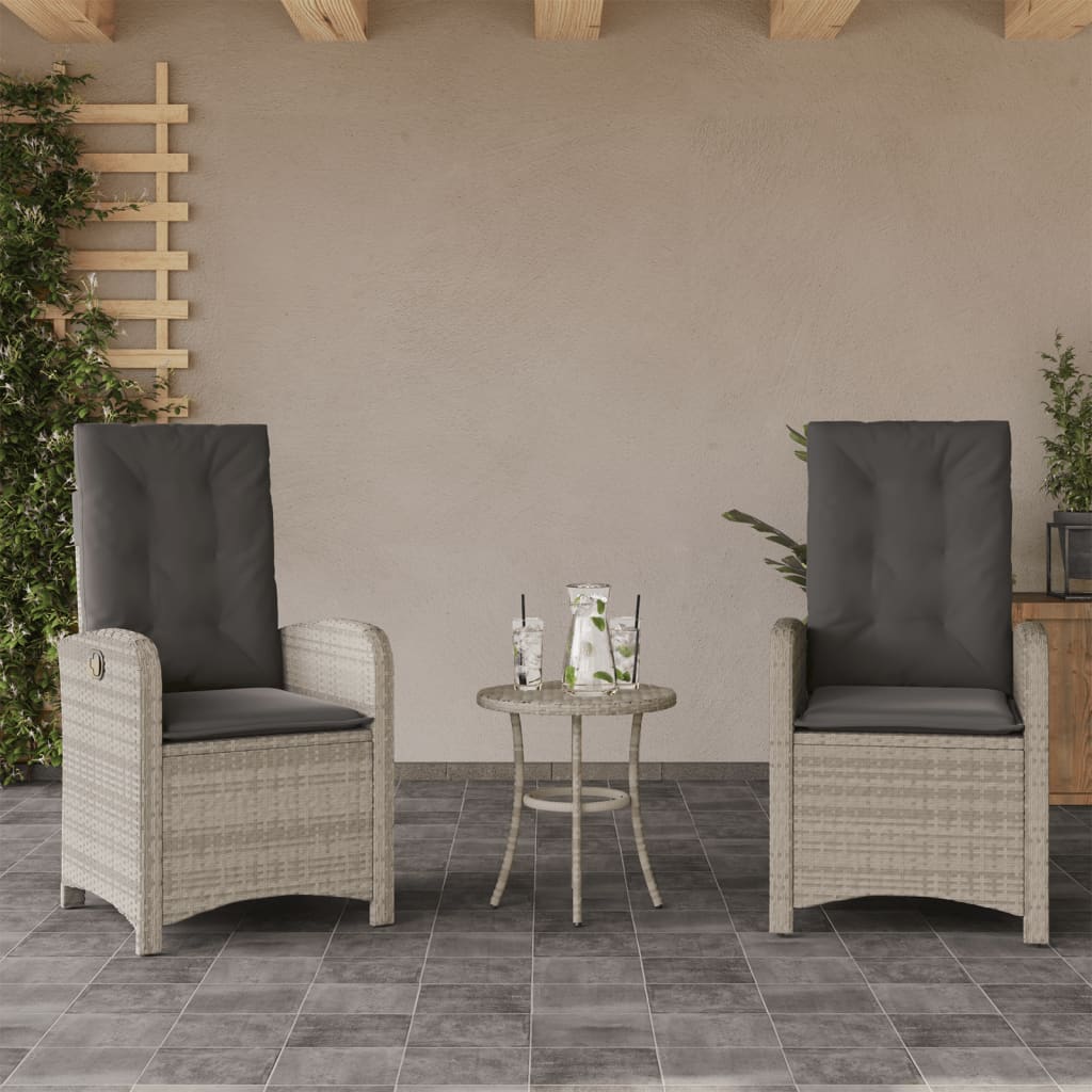 vidaXL Σετ Επίπλων Bistro 3 τεμ. Αν. Γκρι Συνθετικό Ρατάν με Μαξιλάρια