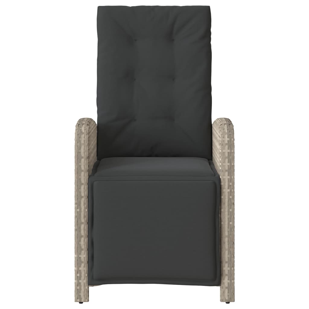 vidaXL Καρέκλα Κήπου Ανακλινόμενη Αν. Γκρι Συνθετικό Ρατάν με Υποπόδιο