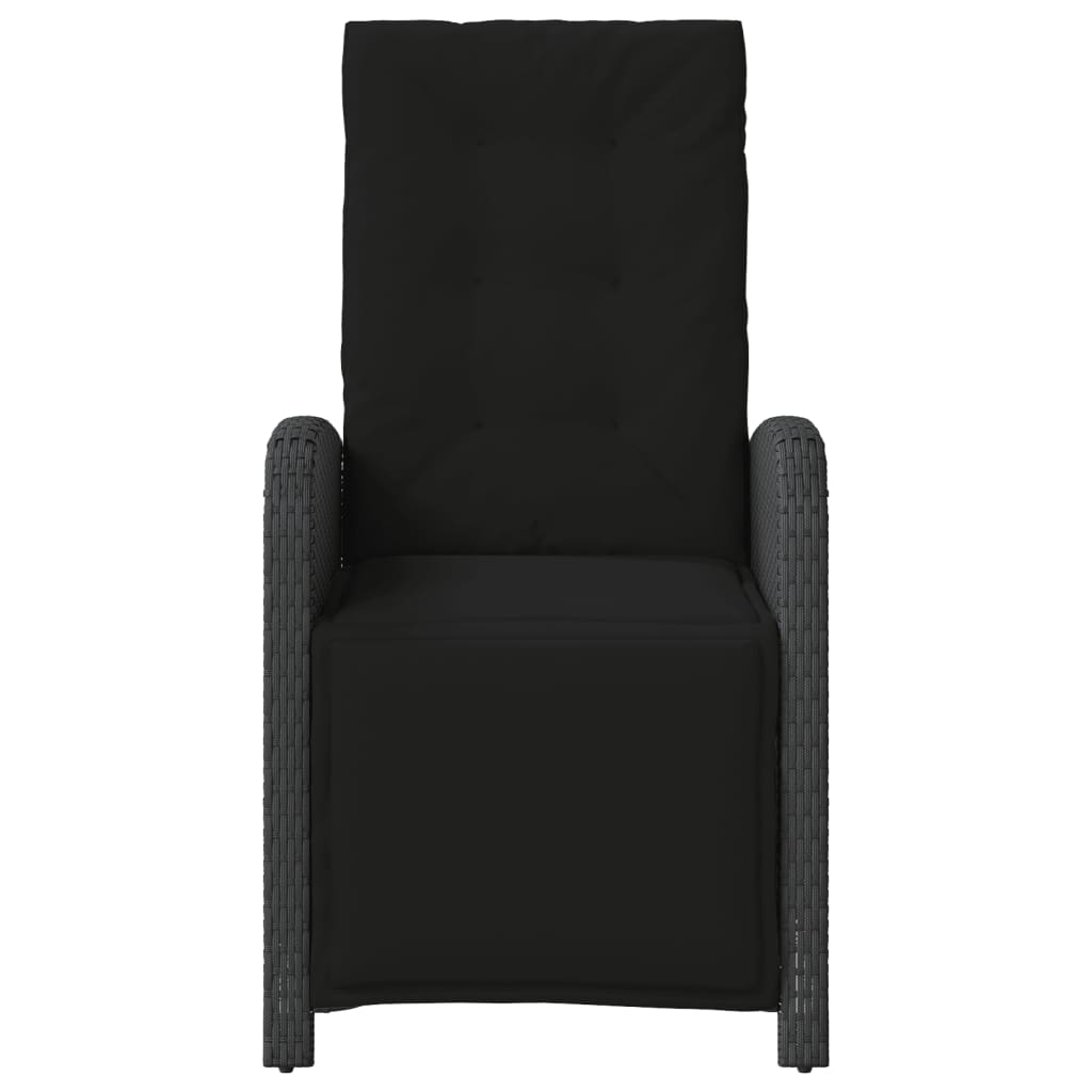 vidaXL Καρέκλες Κήπου Ανακλινόμενες 2 τεμ Μαύρο Συνθ. Ρατάν & Υποπόδιο