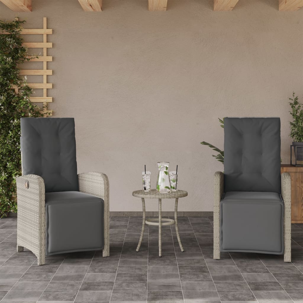 vidaXL Σετ Επίπλων Bistro 3 τεμ. Αν. Γκρι Συνθετικό Ρατάν με Μαξιλάρια