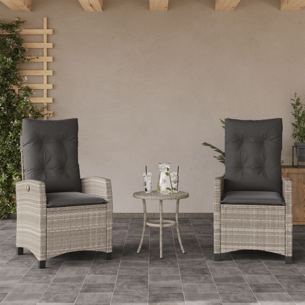 vidaXL Σετ Επίπλων Bistro 3 τεμ. Αν. Γκρι Συνθετικό Ρατάν με Μαξιλάρια