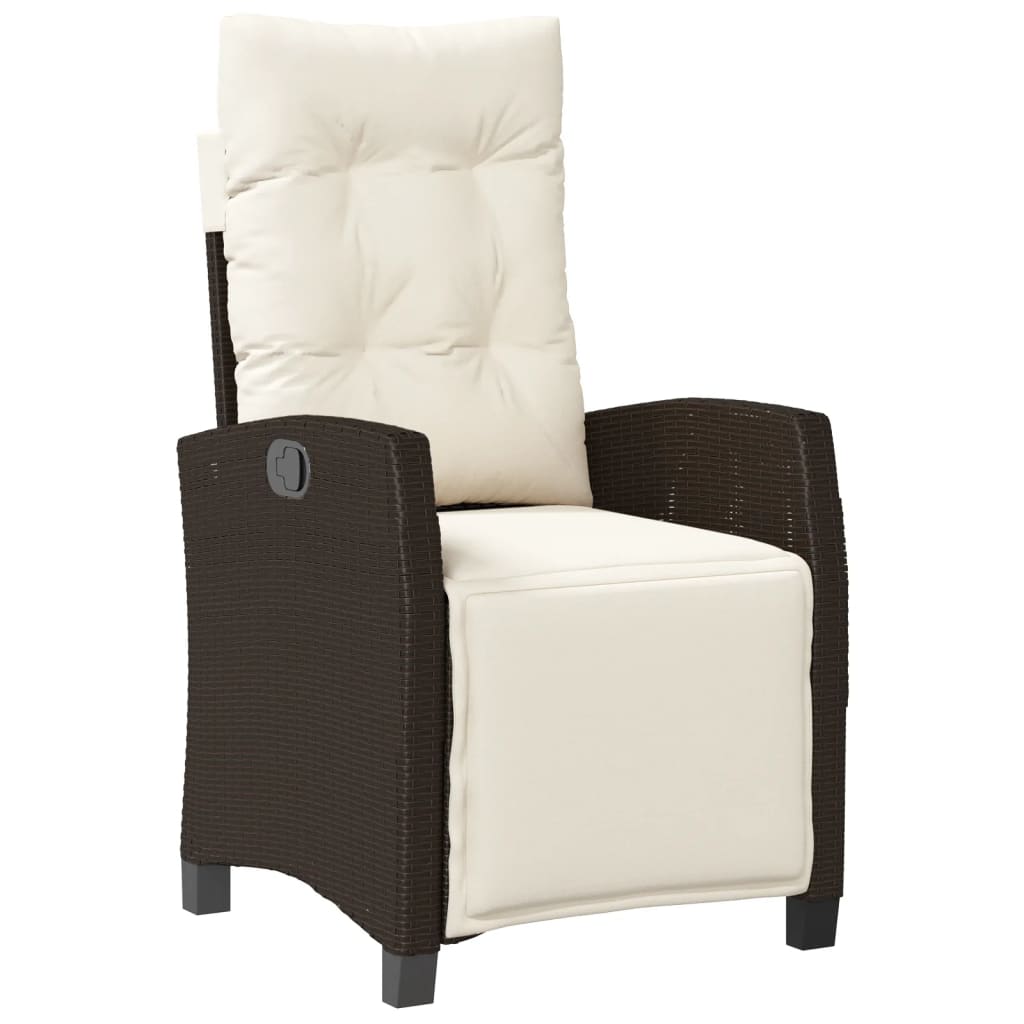 vidaXL Καρέκλες Κήπου Ανακλινόμενες 2 τεμ. Καφέ Συνθ. Ρατάν & Υποπόδιο