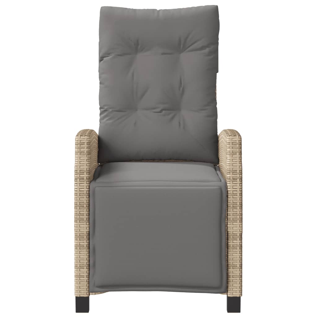 vidaXL Καρέκλες Κήπου Ανακλιν. 2 τεμ. Μικτό Μπεζ Συνθ. Ρατάν/Υποπόδιο