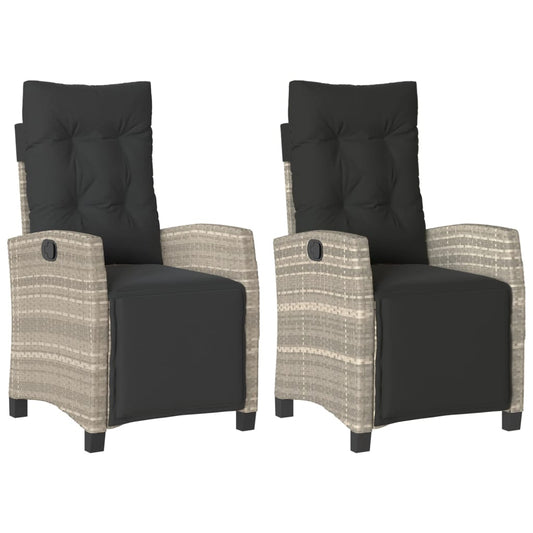 vidaXL Καρέκλες Κήπου Ανακλιν. 2 τεμ. Αν. Γκρι Συνθ. Ρατάν & Υποπόδιο