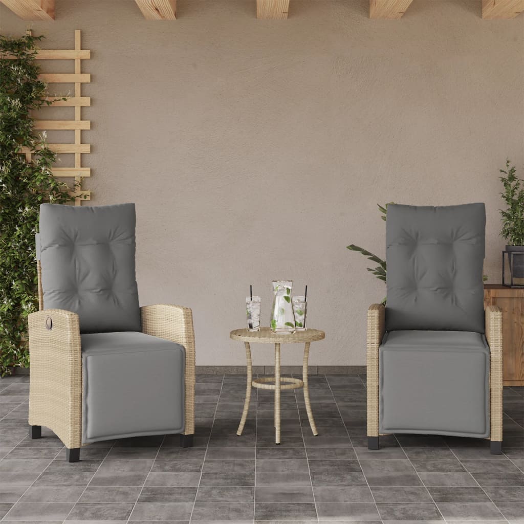 vidaXL Σετ Επίπλων Bistro 3 τεμ. Μικτό Μπεζ Συνθ. Ρατάν με Μαξιλάρια