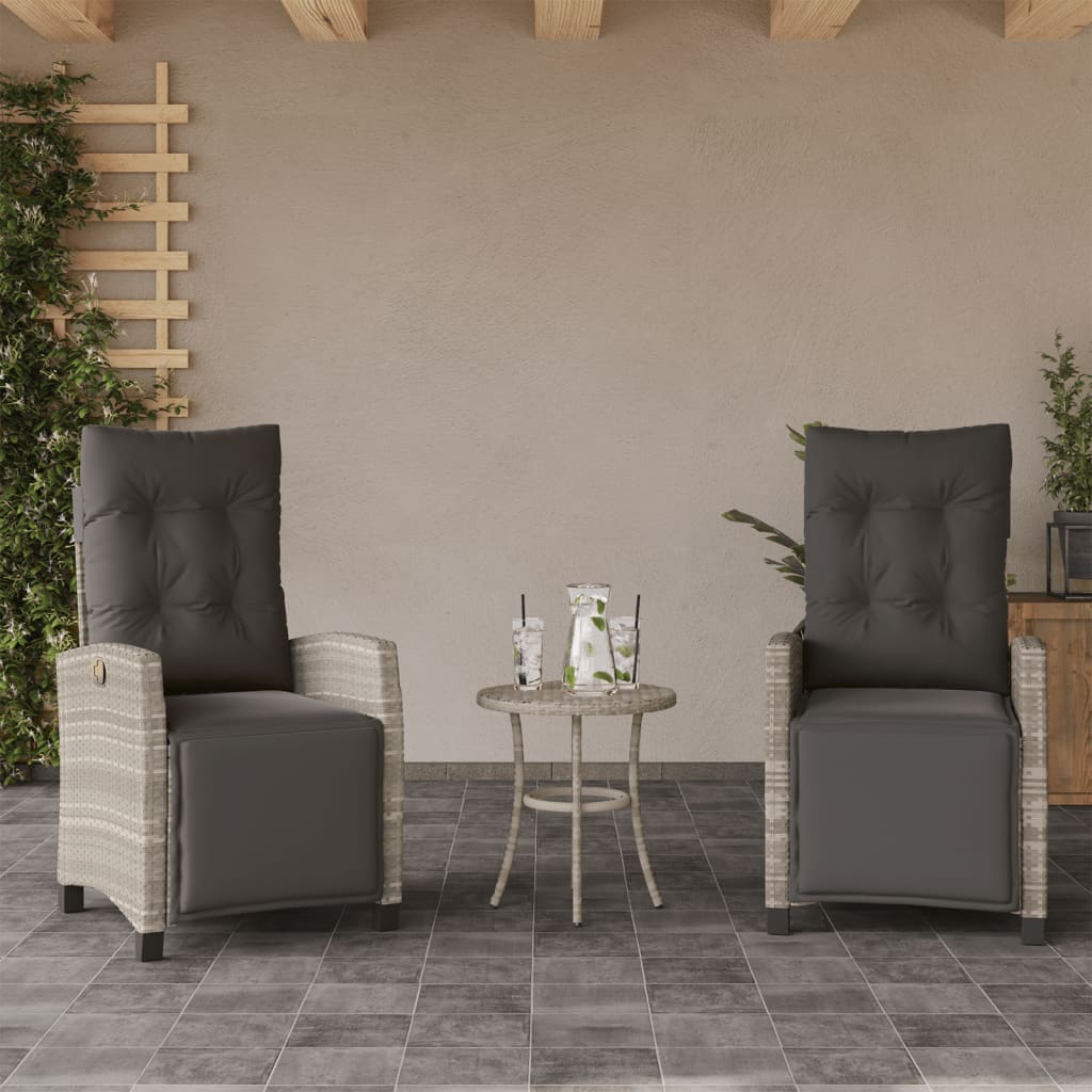 vidaXL Σετ Επίπλων Bistro 3 τεμ. Αν. Γκρι Συνθετικό Ρατάν με Μαξιλάρια