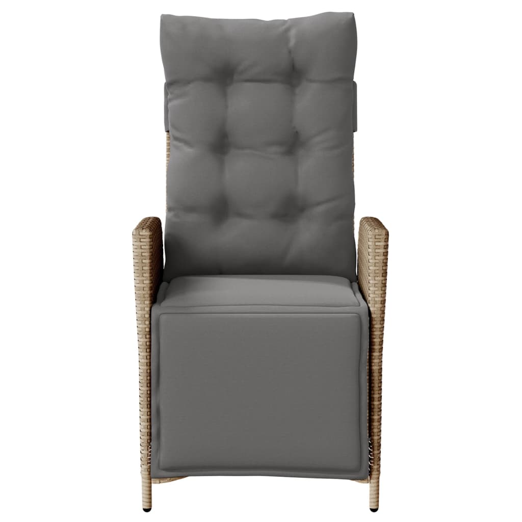 vidaXL Καρέκλα Κήπου Ανακλινόμενη Μικτό Μπεζ Συνθ. Ρατάν με Υποπόδιο