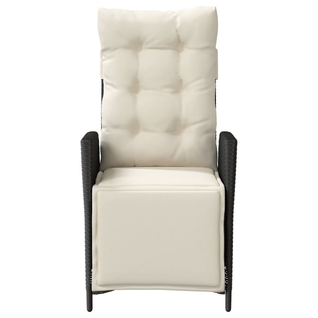 vidaXL Καρέκλες Κήπου Ανακλινόμενες 2 τεμ Μαύρο Συνθ. Ρατάν & Υποπόδιο