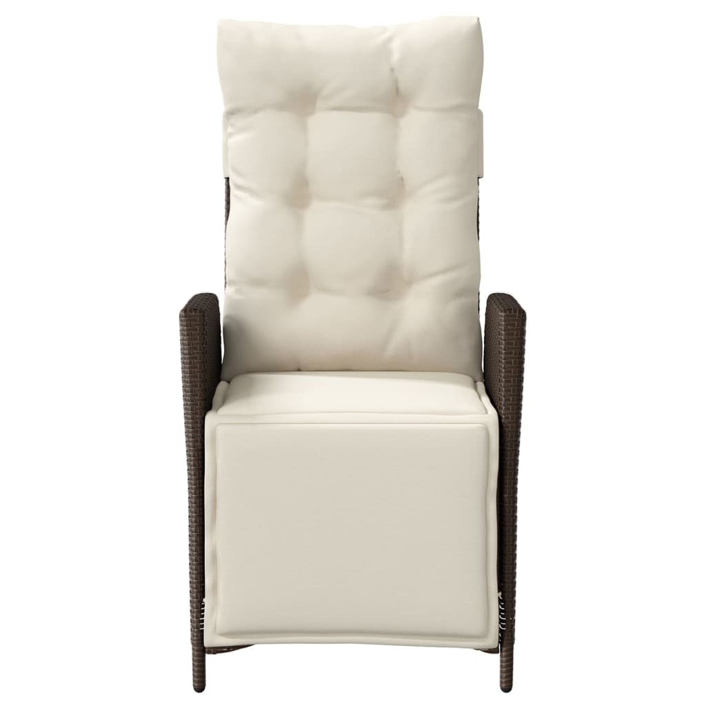 vidaXL Καρέκλες Κήπου Ανακλινόμενες 2 τεμ. Καφέ Συνθ. Ρατάν & Υποπόδιο