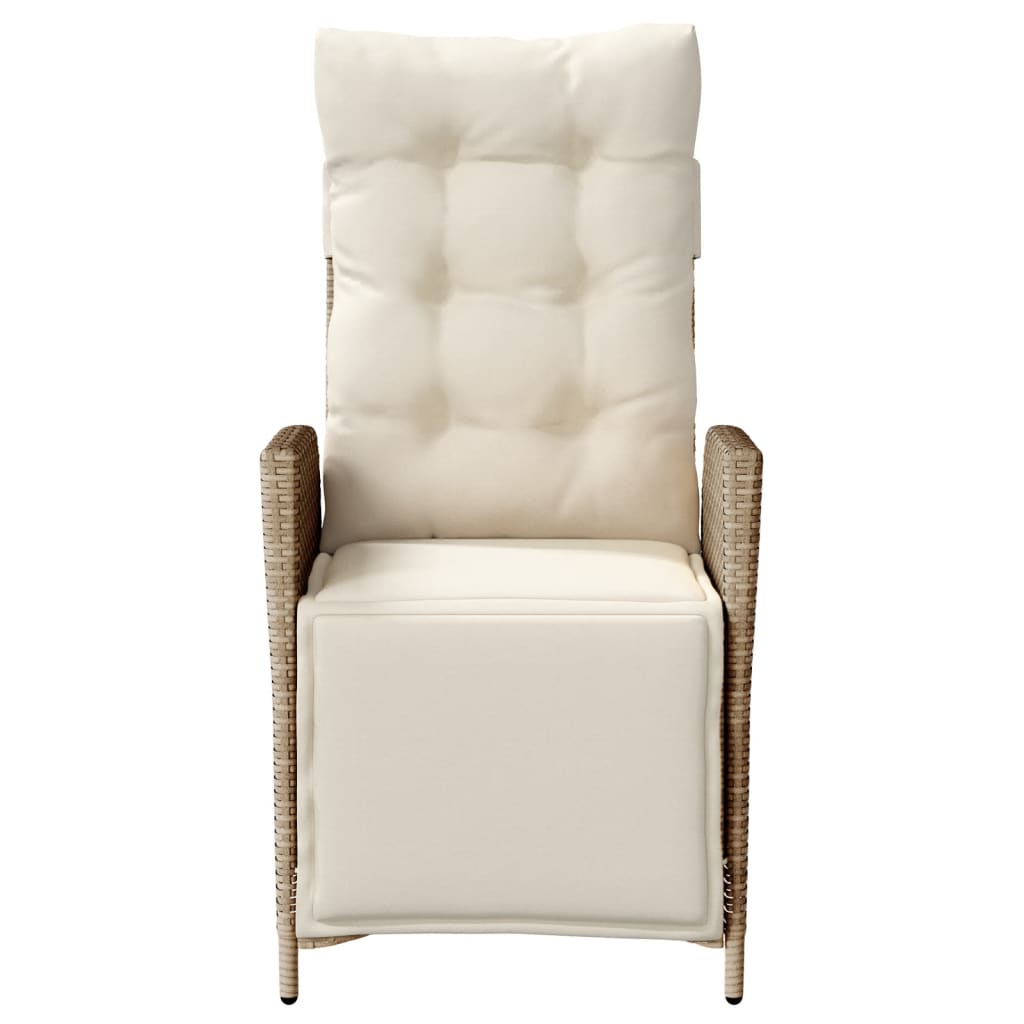 vidaXL Καρέκλες Κήπου Ανακλινόμενες 2 τεμ. Μπεζ Συνθ. Ρατάν & Υποπόδιο