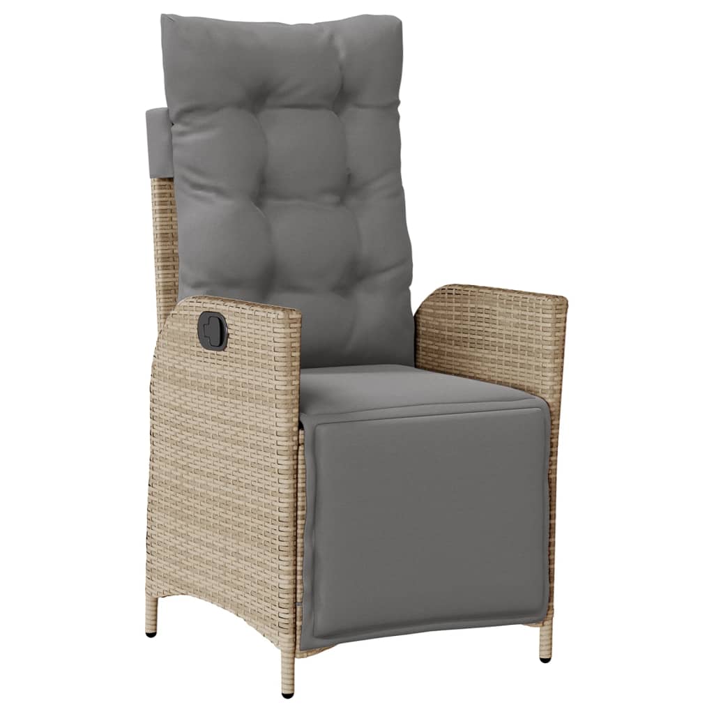 vidaXL Καρέκλες Κήπου Ανακλιν. 2 τεμ. Μικτό Μπεζ Συνθ. Ρατάν/Υποπόδιο