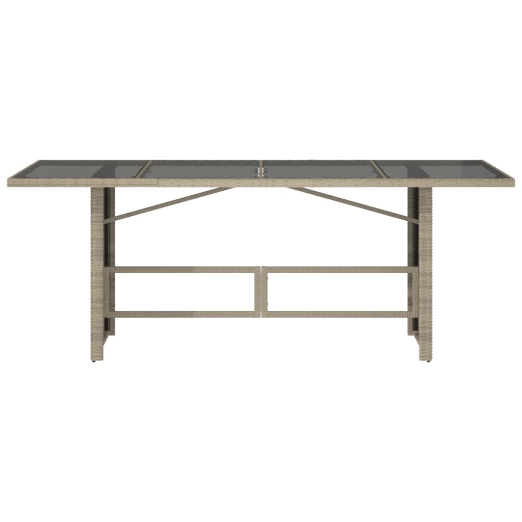 vidaXL Τραπέζι Κήπου με Γυάλινη Επιφάνεια Αν. Γκρι 190x80x74 εκ Ρατάν