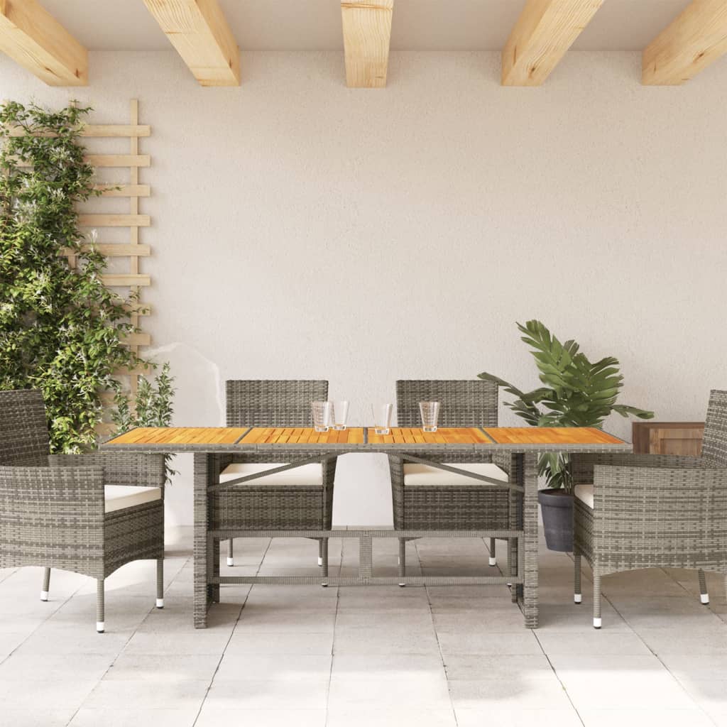 vidaXL Τραπέζι Κήπου Επιφάνεια Ακακίας Γκρι 190x80x74εκ. Συνθ. Ρατάν