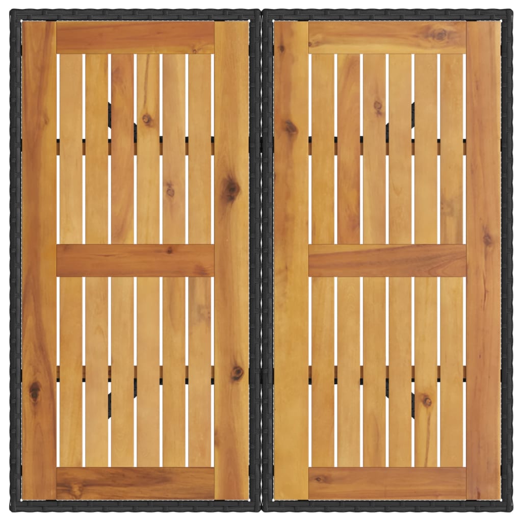 vidaXL Τραπέζι Κήπου Επιφάνεια Ακακίας Μαύρο 80x80x75 εκ. Συνθ. Ρατάν