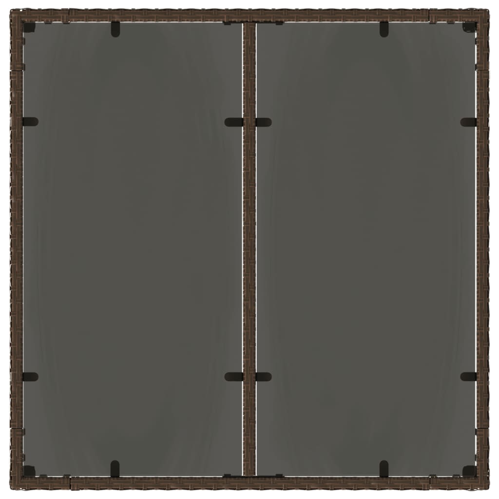 vidaXL Τραπέζι Κήπου με Γυάλινη Επιφάνεια Καφέ 90x90x75 εκ Συνθ. Ρατάν