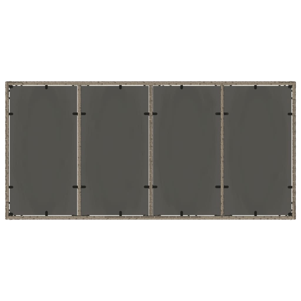 vidaXL Τραπέζι Κήπου με Γυάλινη Επιφάνεια Γκρι 190x90x75 εκ Ρατάν